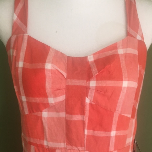 NWT NINA LEONARD orange gingham long dress - Picture 2 of 6